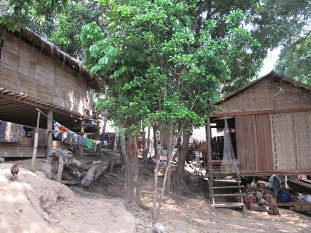 Houses near the Xayaburi dam construction site in a photo taken on April 12, 2011.
