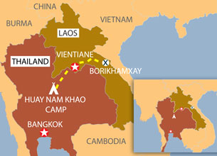 The route used to repatriate the Hmong to Laos. Credit: RFA