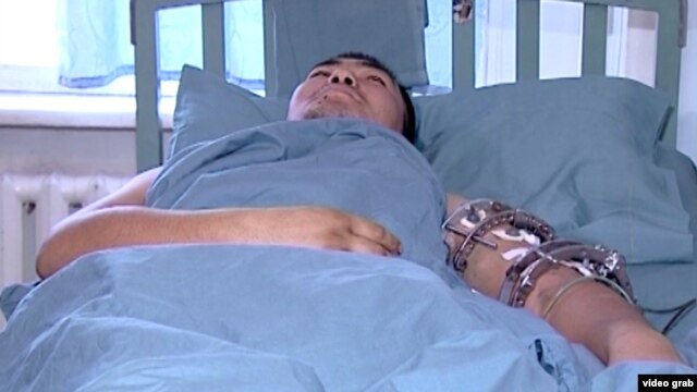 An injured border guard lies in hospital following a shootout between Kyrgyz and Tajik forces that left eight people injured.