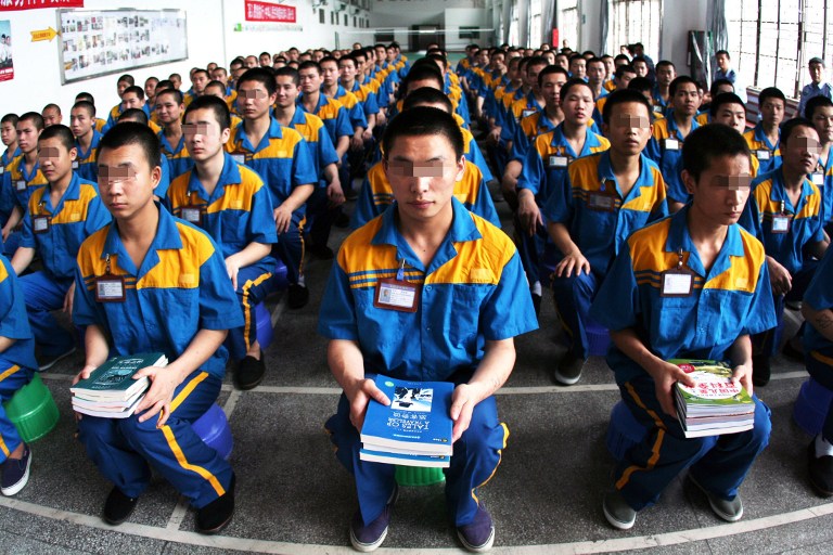 Young Chinese inmates at a labor camp in Fujian province, in a file photo.