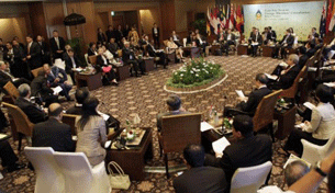 Ministers of the East Asia Summit forum hold talks on the sidelines of an ASEAN meeting on Indonesia's Bali island, July 22, 2011.