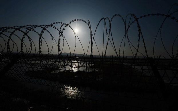 North Korea is seen across the Yalu River from the Chinese border town of Dujiagou in a file photo.