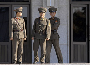 North Korean border guards at Panmunjom, November 2007.