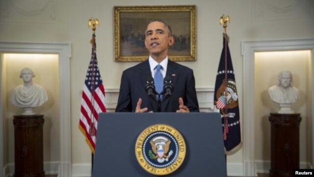 U.S. President Barack Obama announces more sanctions banning trade with Crimea.
