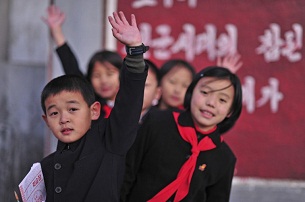 Schoolchildren in Pyongyang, Nov. 17, 2008.