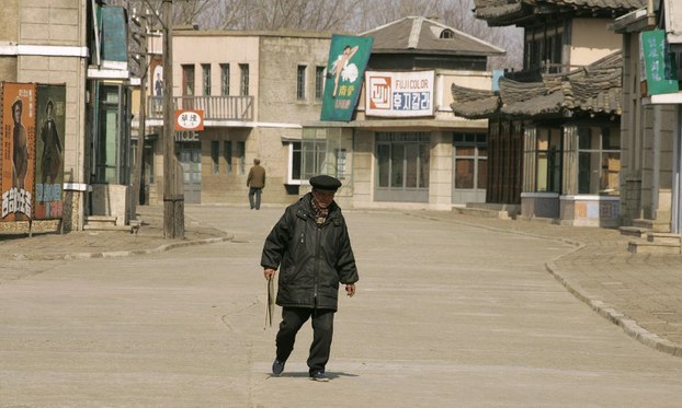 A man walks through a deserted film set at the Korean Feature Film Studio just outside Pyongyang in a file photo.