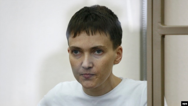 Hunger-striking Ukrainian military pilot Nadia Savchenko delivers her final statement to the court in the Russian town of Donetsk on March 9.