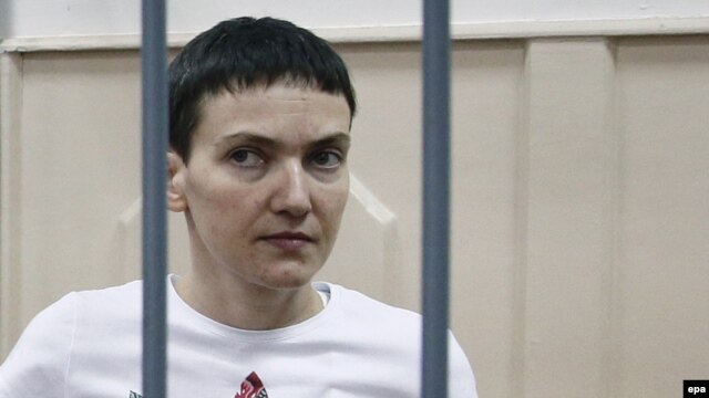 Pilot Nadia Savchenko in a Moscow court.