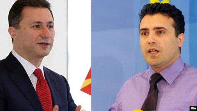 Macedonian Prime Minister Nikola Gruevski (left) and opposition leader Zoran Zaev. 