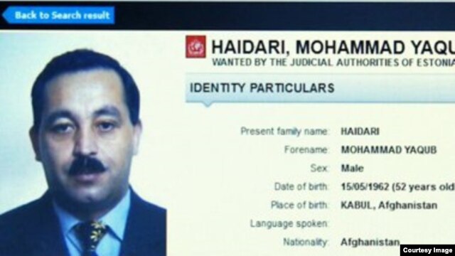The Interpol 'wanted' listing for Mohammad Yaqub Haidari, a nominee for agriculture minister in the new Afghan cabinet