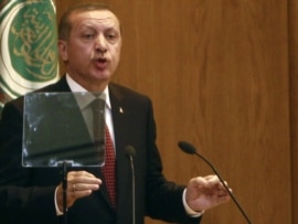 Turkish Prime Minister Recep Tayyip Erdogan speaks in Cairo