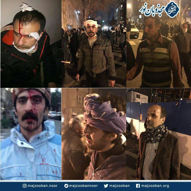 Dervish protesters severely injured, Tehran, Iran February 20, 2018.