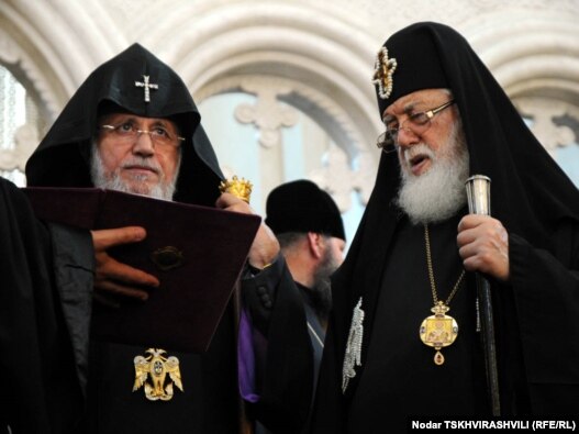 Catholicos of All Armenians Garegin II (left) and Catholicos Patriarch of All Georgia Ilia II