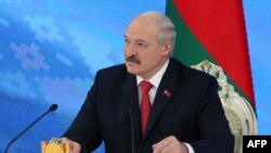 Belarusian President Alyaksandr Lukashenka meets with members of the public and local and foreign journalists in Minsk on February 3.