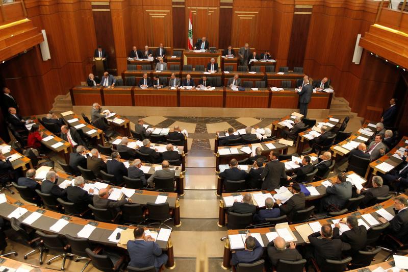 Lebanese members of parliament attend a parliament discussion in Beirut, Lebanon, October 17, 2017.