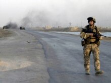 A British soldier on patrol outside of Baghdad (epa file photo)