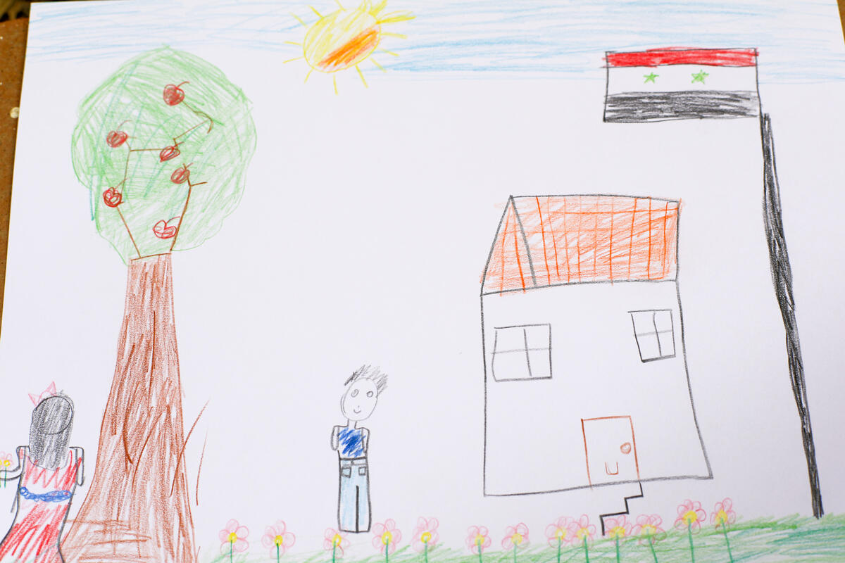 Jordan. Refugee children draw what they imagine Syria to look like