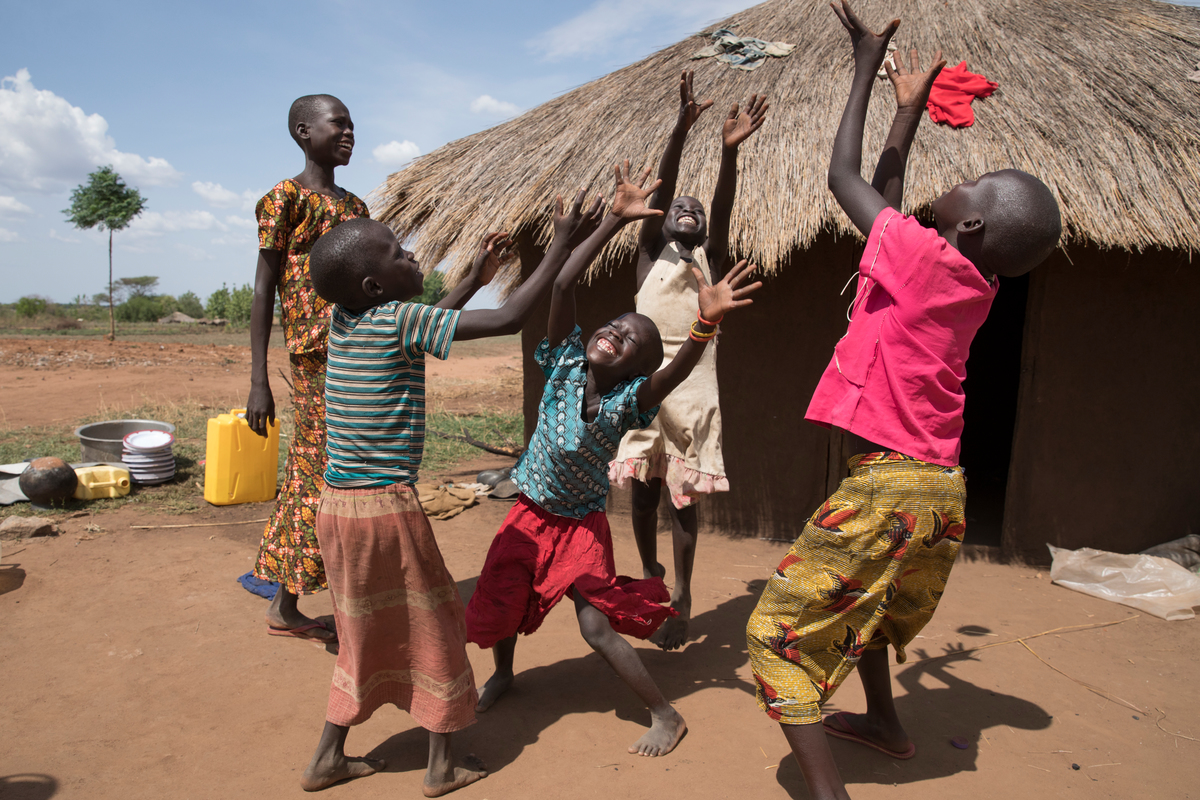 Uganda. Yahaya and Mike's families at Bidibidi refugee settlement