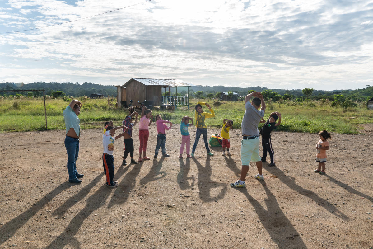 Colombia. Members of the Awá Mayasquer settlement next to Villagarzón