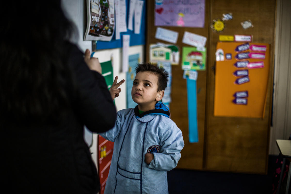 Mohammad attends lessons at the Father Andeweg Institute for the Deaf (FAID) on the outskirts of Beirut in Lebanon.