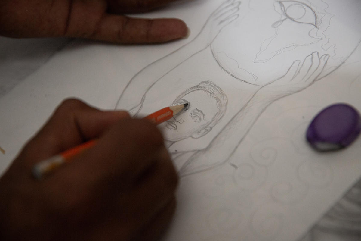 Libya. Art provides comfort and hope for Eritrean refugee